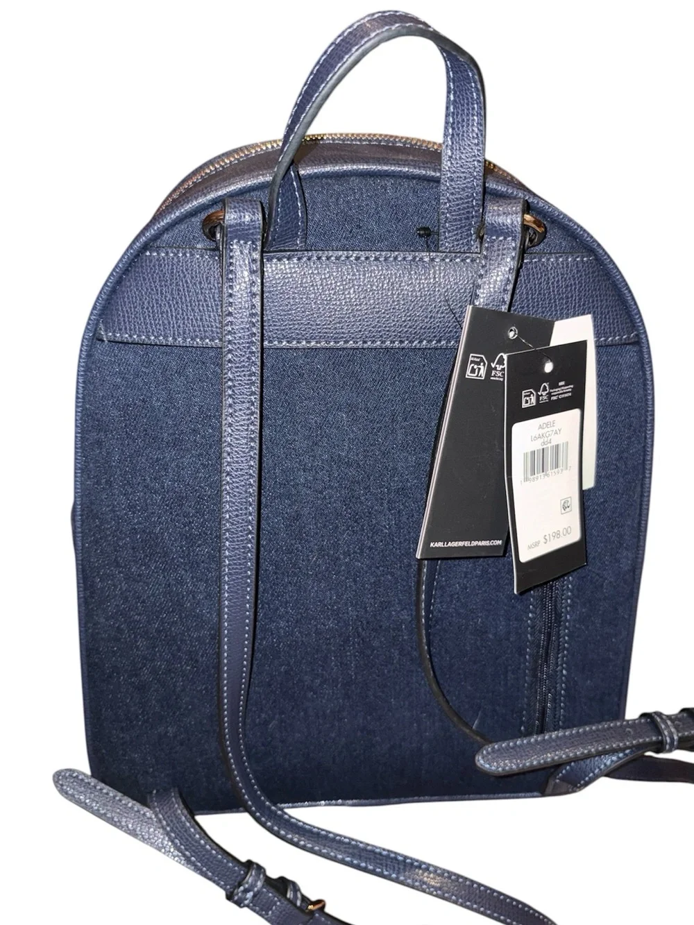 NWT Karl Lagerfeld Adele Denim Backpack $198 - Picture 2 of 4